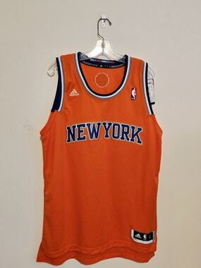 adidas Orange New York Basketball Jersey with Navy Trim